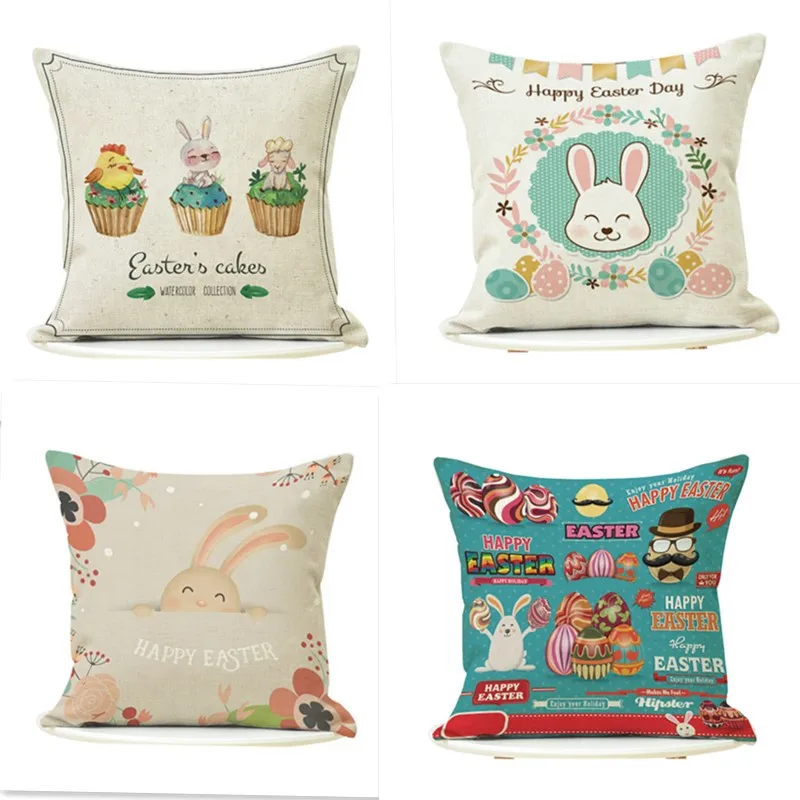 18 &quotльняная ткань Пасхальный кролик пледы Подушка Чехол декоративная наволочка