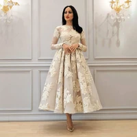 new vestido de festa long sleeve ankle length prom dresses 2021 elegant arabic puffy prom gown gala jurk