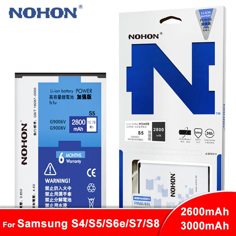 Оригинальный аккумулятор NOHON EB BG900BBC для Samsung Galaxy S5 SV G9006V G9008V G9009D G900 2800 mAh Замена