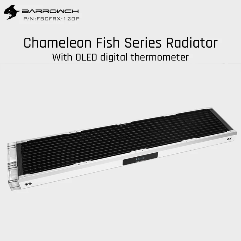 

Barrowch FBCFRX-480 Chameleon Fish Modular 480mm Radiator With OLED Display Acrylic/POM Inlet Module Suitable For 120mm Fan