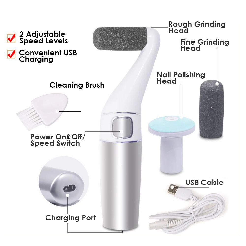 

2 In 1 Electric Callus Remover Pedicure Machine Foot Care Tool USB Rechargeable Nail File Polish Roller Grinding Manicure Tools