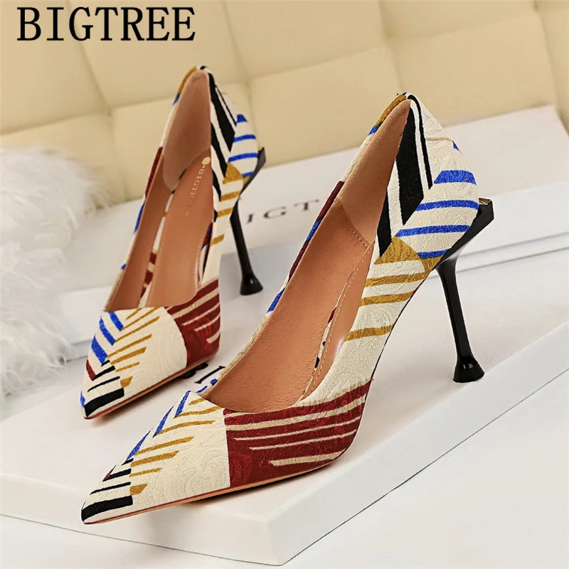 Туфли лодочки Bigtree женские дизайнерская обувь на очень высоком каблуке шпильке