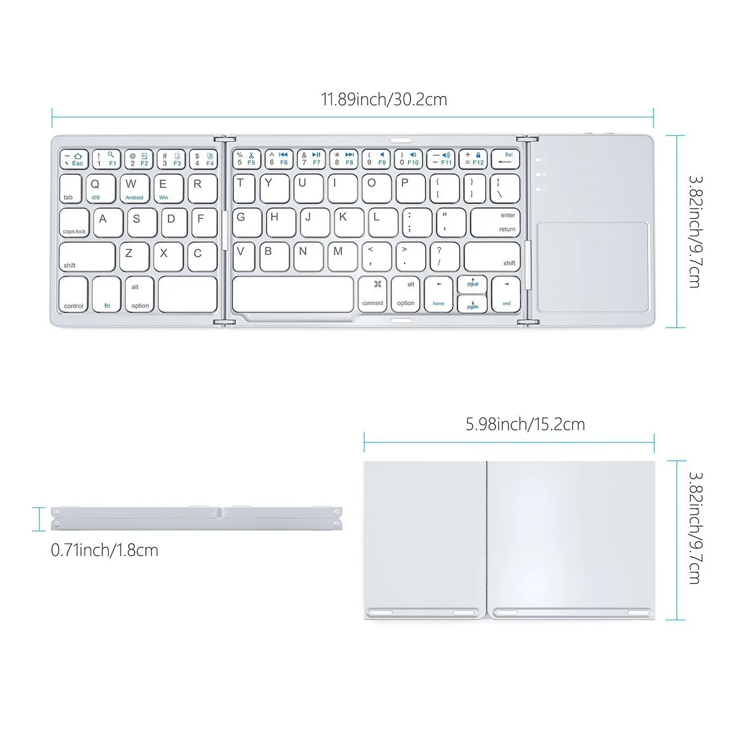 

Складная мини-клавиатура B033 с русской/испанской/Арабской раскладкой, беспроводная Bluetooth-клавиатура с тачпадом для Windows, Android, IOS клавиатура