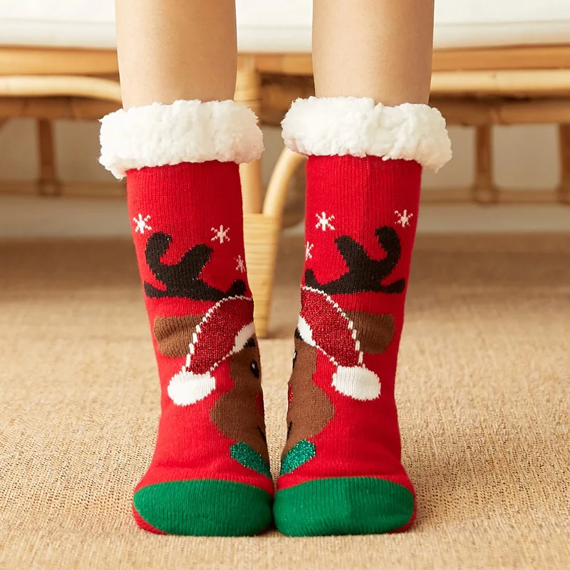 Cute Elk Cartoon Ladies Socks Winter Thick Warm Floor Socks Soft Breathable Sleep Socks New Year Exquisite Gift Christmas Sock
