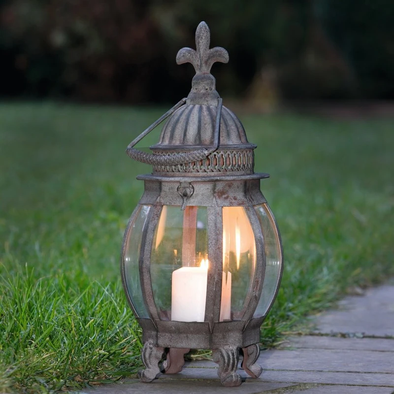 

zq European Style French Country Retro Style Dark Green Antique Storm Lantern Bar Villa Decoration