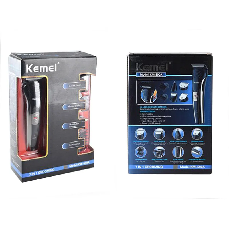 

KEMEI KM-590A Professional 7 in 1 Electric Hair Trimmer Clipper Rechargeable Men's Nose Beard Hair Shaver Razor Grooming Kits