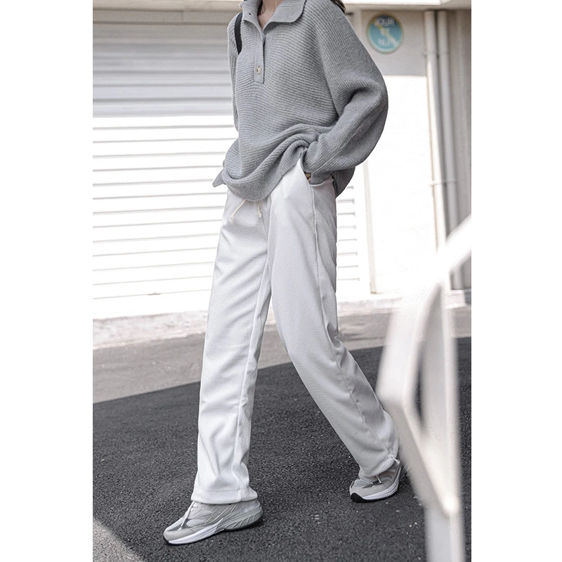 Женские хлопковые прямые брюки тонкие длинные в Корейском стиле с высокой талией