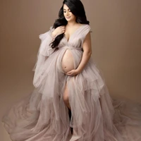 elegant maternity dresses for babyshower v neck tulle high quality maternity gown photography outfit pregnancy women long dress