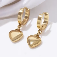 trend hanging earrings 2021 gold color drop earrings for women girls jewelry heart pendant stainless steel minimalism