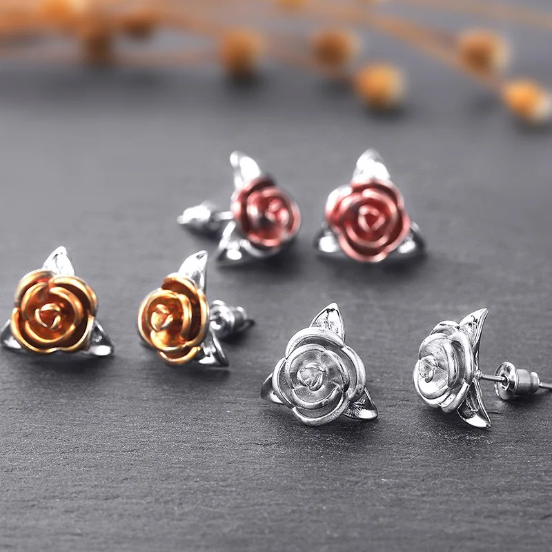 

Vintage 3D Carving Rose Flower Stud Earrings for Women Charm Earrings Cocktail Party Jewelry Valentine's Day Gift Birthday Gifts
