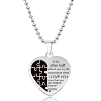 stainless steel heart pendant necklace meaningful nameplate engraved motivational message jewelry inspirational gift neckalces
