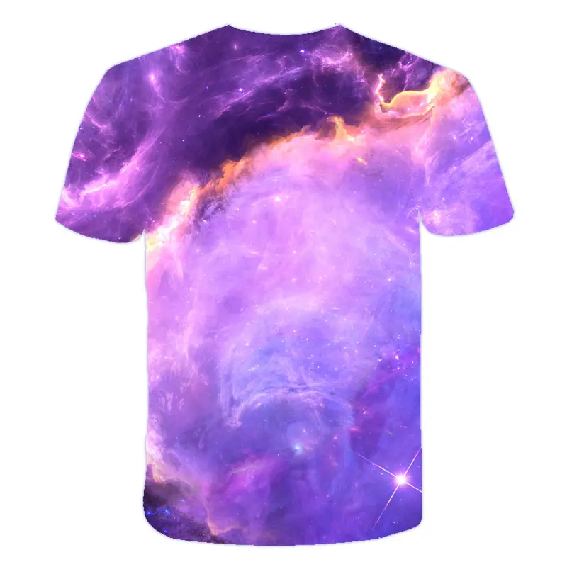 Cool Purple Galaxy Space Universe 3D Print T-Shirt for Boys and Girls (4-14 Yrs) - Summer Sleeves Clothing Top Tees image 2