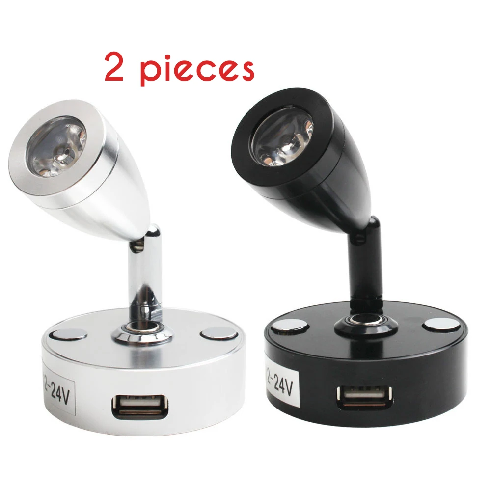 Lâmpada de Parede Montado na Parede Toque Escurecimento rv Luz Interface Usb Cabeceira Motorhome Holofotes Iluminação Interior 2 Pçs Dc12v 24v Led