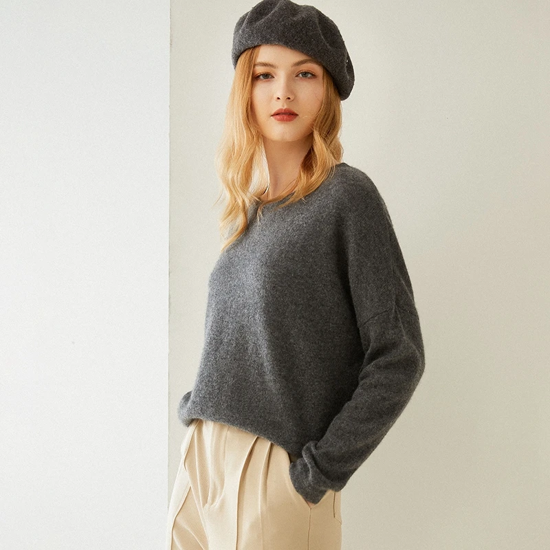 Женский кашемировый пуловер джокер из чистого кашемира Осень-зима | Женская