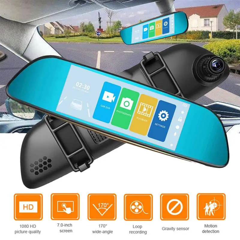 Автомобильный видеорегистратор HD 1080P 7 0 дюйма IPS сенсорный камера с двойным