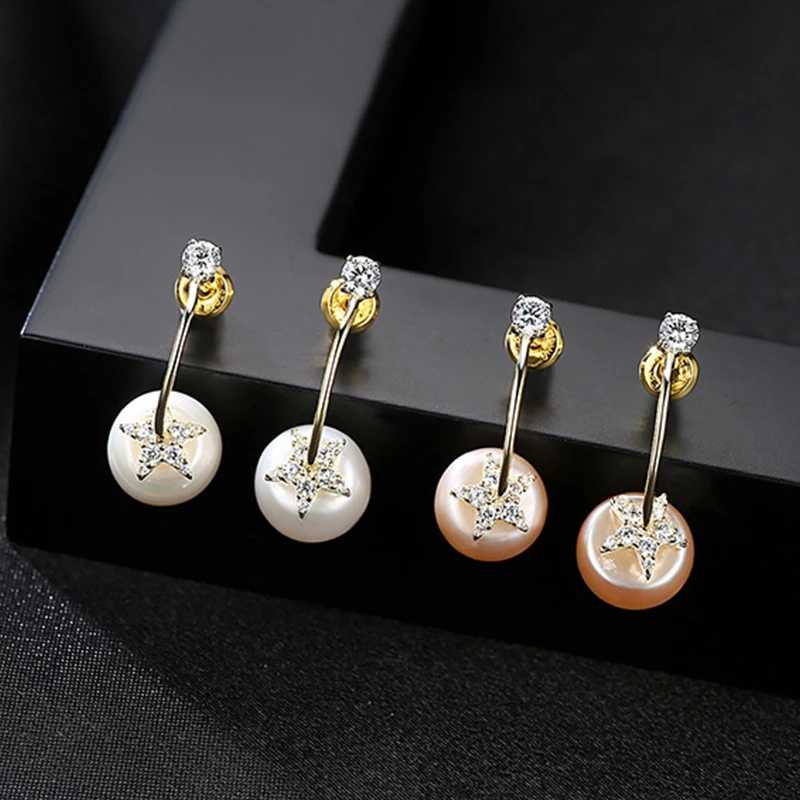 Женские серьги подвески DOTEFFIL серебро 925 пробы с натуральным пресноводным