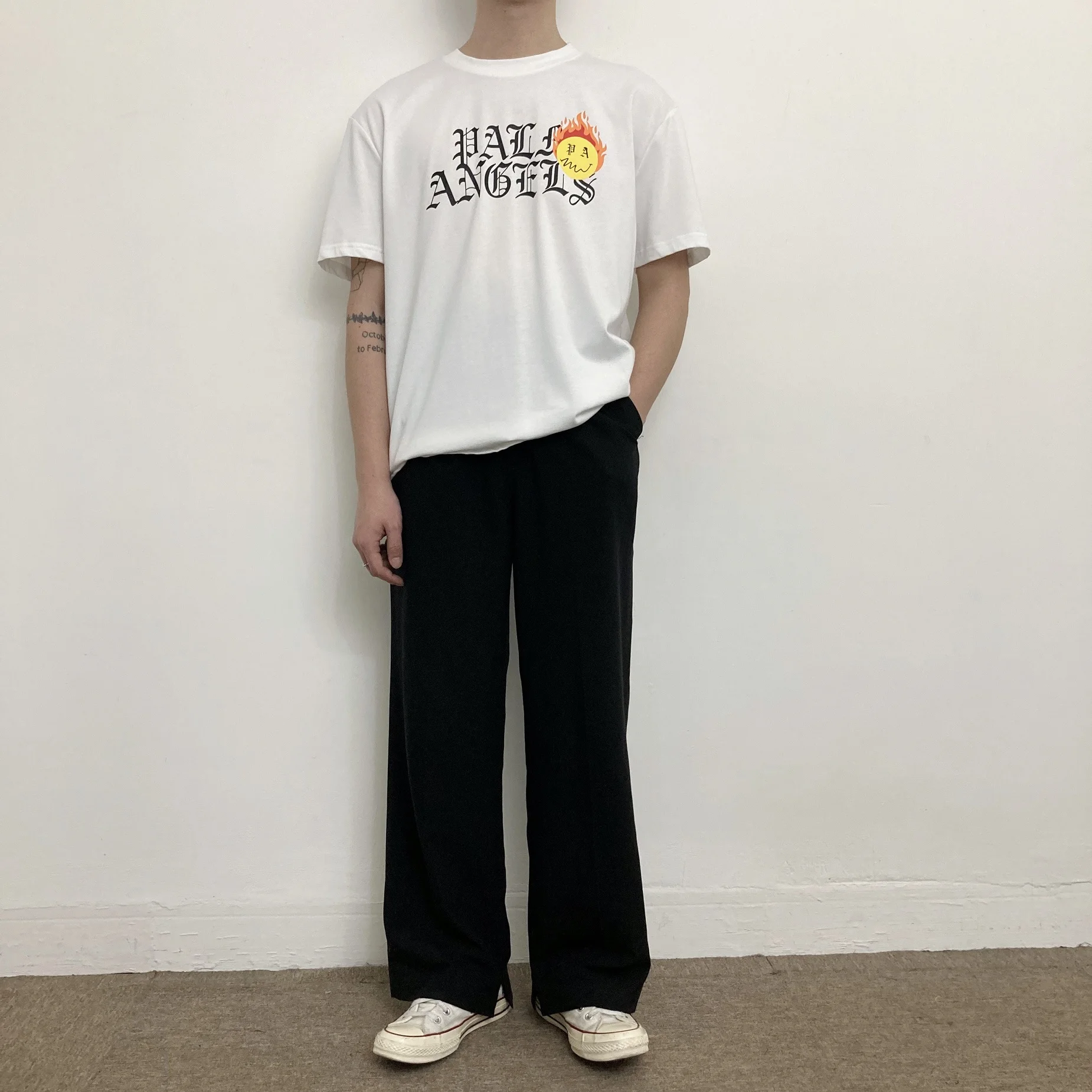 

Angels Burning Palm Flame Letters Print Short Sleeve Men's and Women's Same T-shirt 05748540