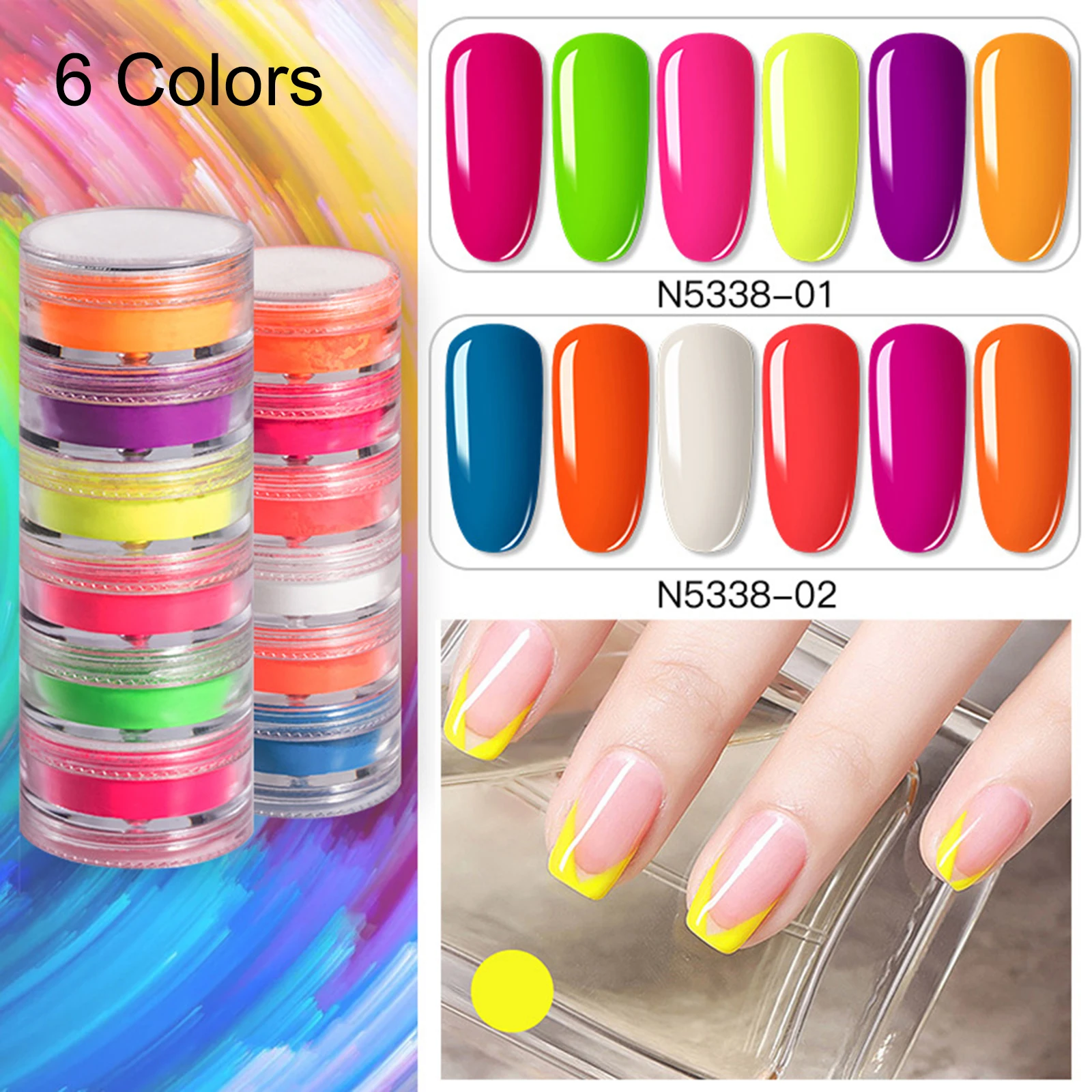 

Wholesale 6 Colors Nail Neon Powder Set Fluorescent Pigment Nail Powder Manicure Decoration Nail Art M3