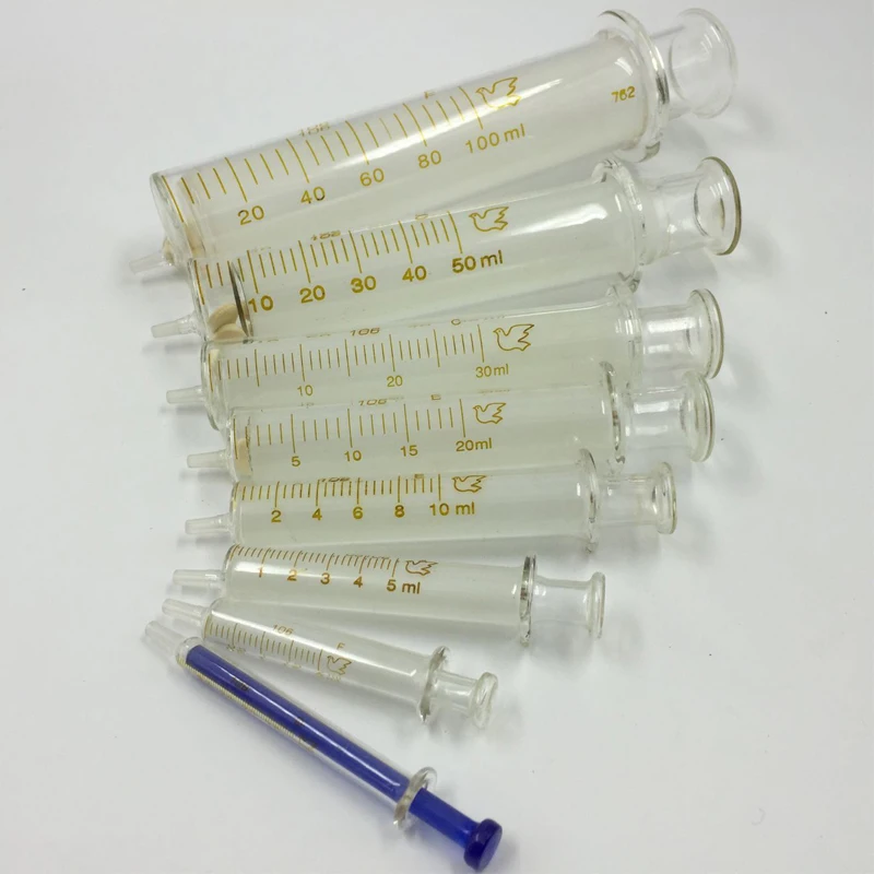Lab Disposable Glass Injection Syringe Glass Liquid Injector Transfer Pipette Sampler