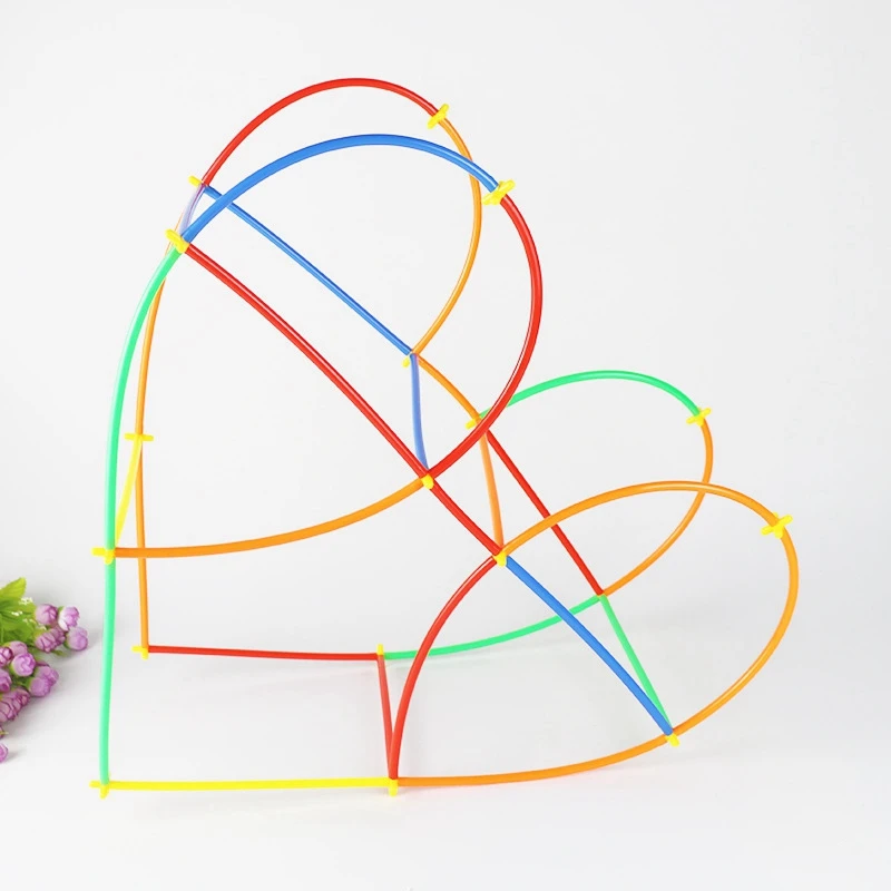 

400Pcs Construction Straws and Connectors STEM Building Sticks Toy for Kids - Rainbow Interlocking Constructor Blocks