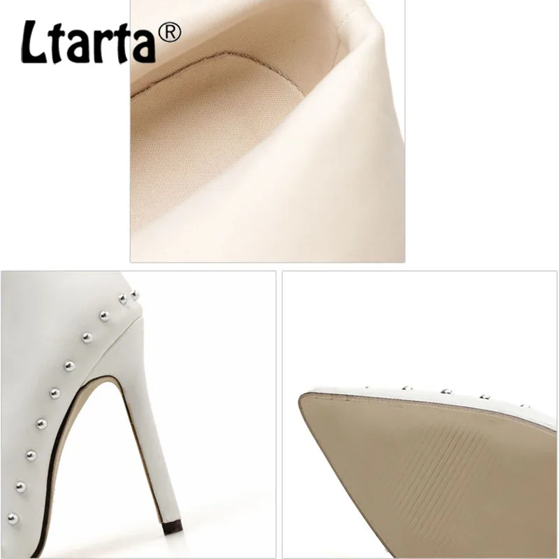 Женские ботинки LTARTA плетеные туфли с заклепками на очень высоком каблуке черные