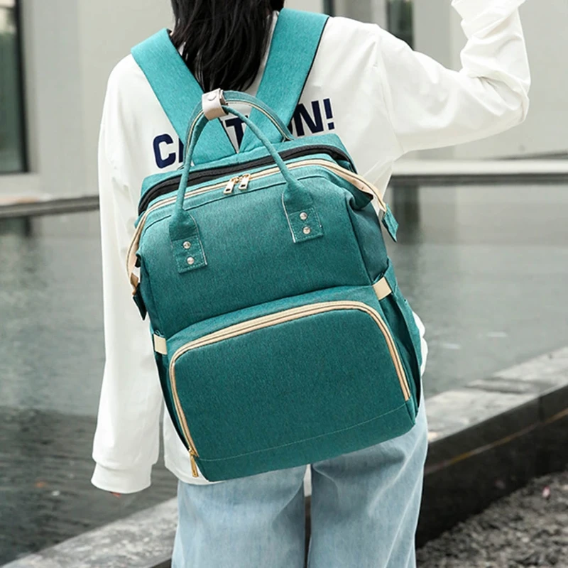 

Baby Infant Nappy Changing Bag Portable Folding Crib Diaper Backpack Stroller Straps for Travel Outdoor