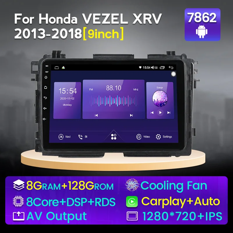 8G + 128G IPS 4G CarPlay Android 11 Car Radio Multimidia видео плеер GPS навигация для HONDA XRV Vezel HRV 2013 ~ 2018 |