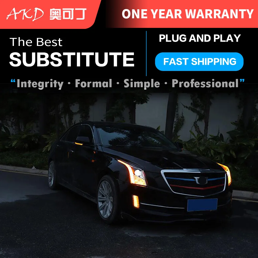 АКД автомобильного тюнинга фары для Cadillac ATS-L ATS L светодиодные DRL Противотуманные