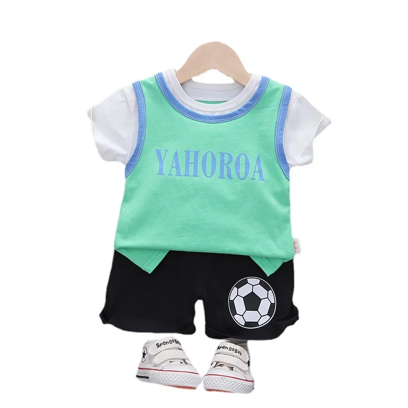 

Summer Children Cotton Sport T-Shirt Shorts 2Pcs/Sets Toddler Active Costume Baby Boys Girls Clothing Kids Fashion Tracksuits