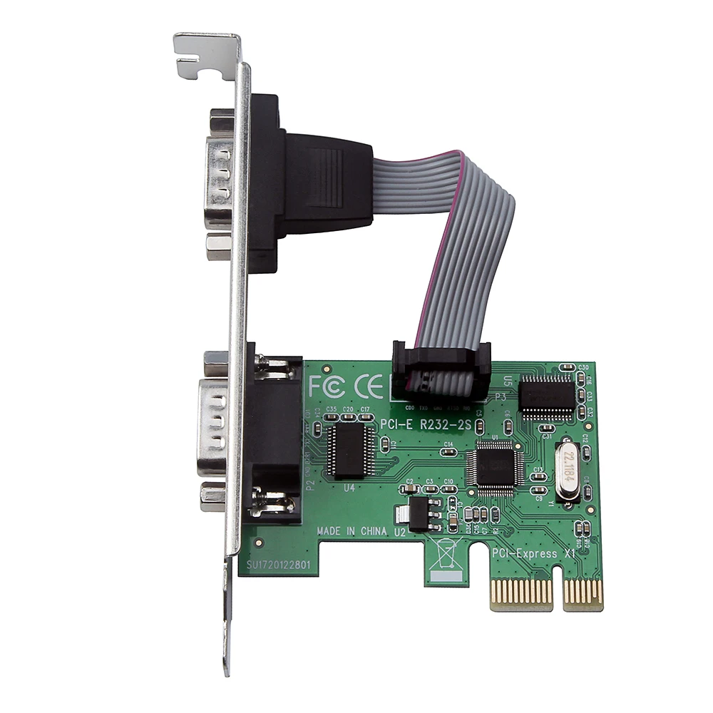 PCI-E к RS232 двойной последовательный порт Интерфейс Плата расширения COM адаптер для