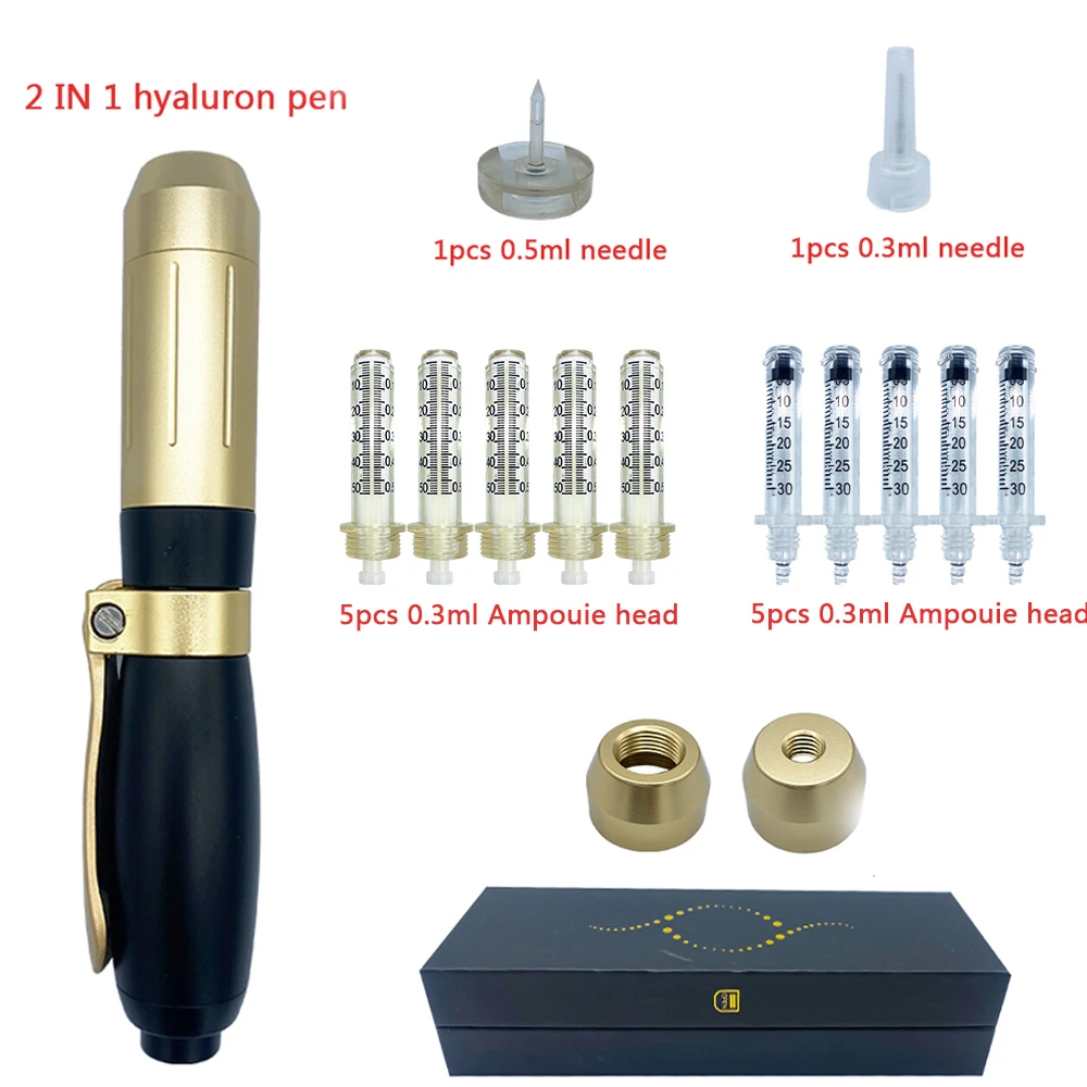 

Professional 0.3ML 0.5ML Syringe Ampoule Head for Hyaluron Gun Hyaluronic Pen High Pressure Wrinkle Removal Water Syringe 1 Set