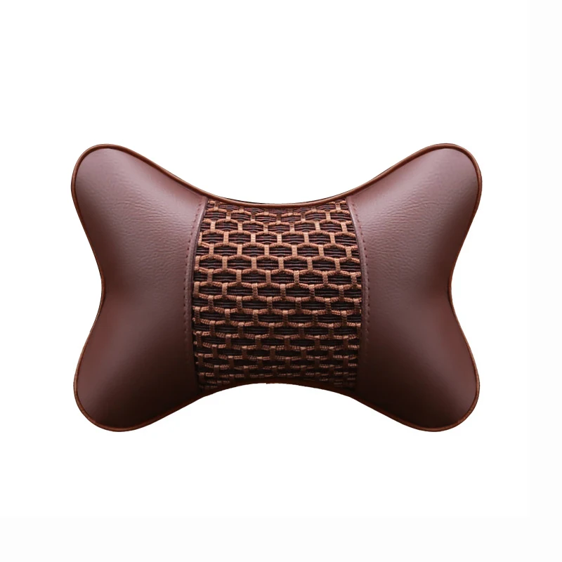 Brown(1pcs) IKSNAIL подушка для автомобиля из искусственной кожи, защита шеи, подголовник автомобиля, удобные автомобильные принадлежности, безопасные дышащие подушки для шеи - Цвет: Brown(1pcs)