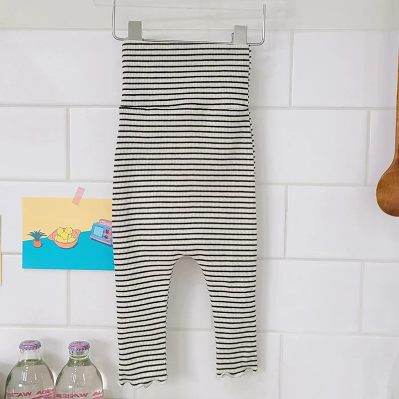 

Spring And Autumn Infants Baby Soft High Waist Belly Protection Pants Newborn Boy Girl Stretch Striped Cotton Leggings