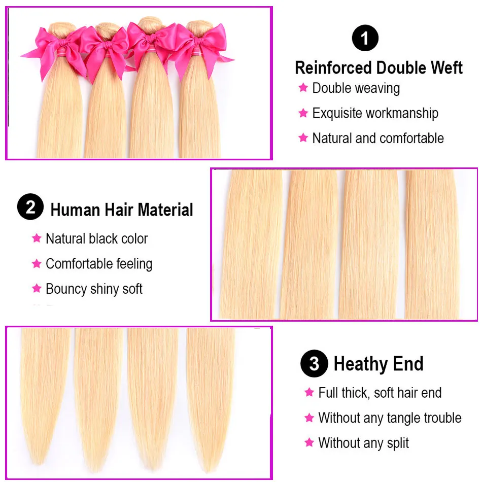 Miss Cara Remy малазийские прямые волосы #613 светлые 4 пучка в партии 100% человеческие для