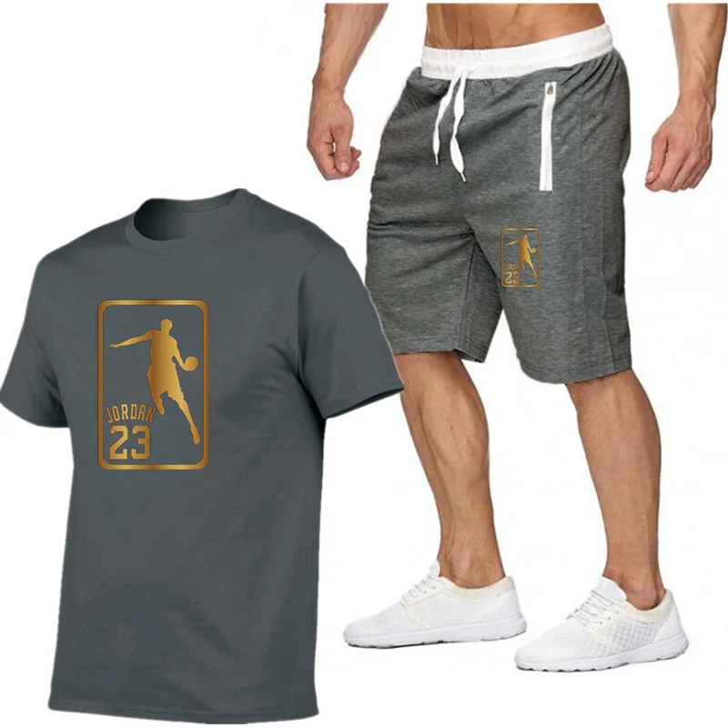 

2021 new hot letter printed T-shirt sports suit couple quick dry casual running suit summer short sleeve shorts 2-piece set