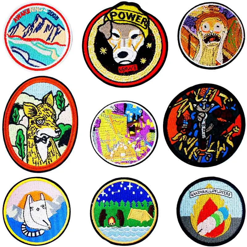 Абстрактная живопись вышитые железные нашивки для одежды DIY полосатая одежда