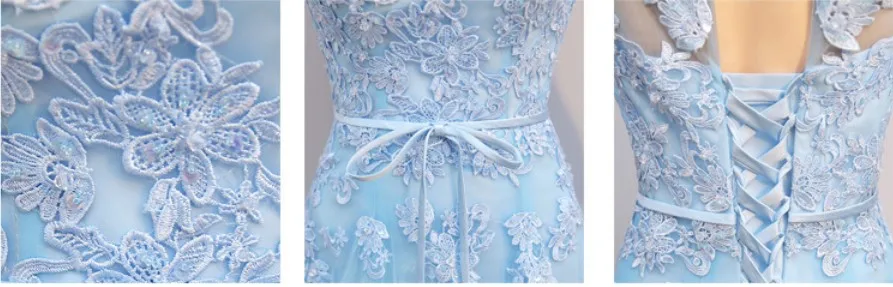 Небесно-голубое для подружки невесты новые платья из тюля расшитые бисером с