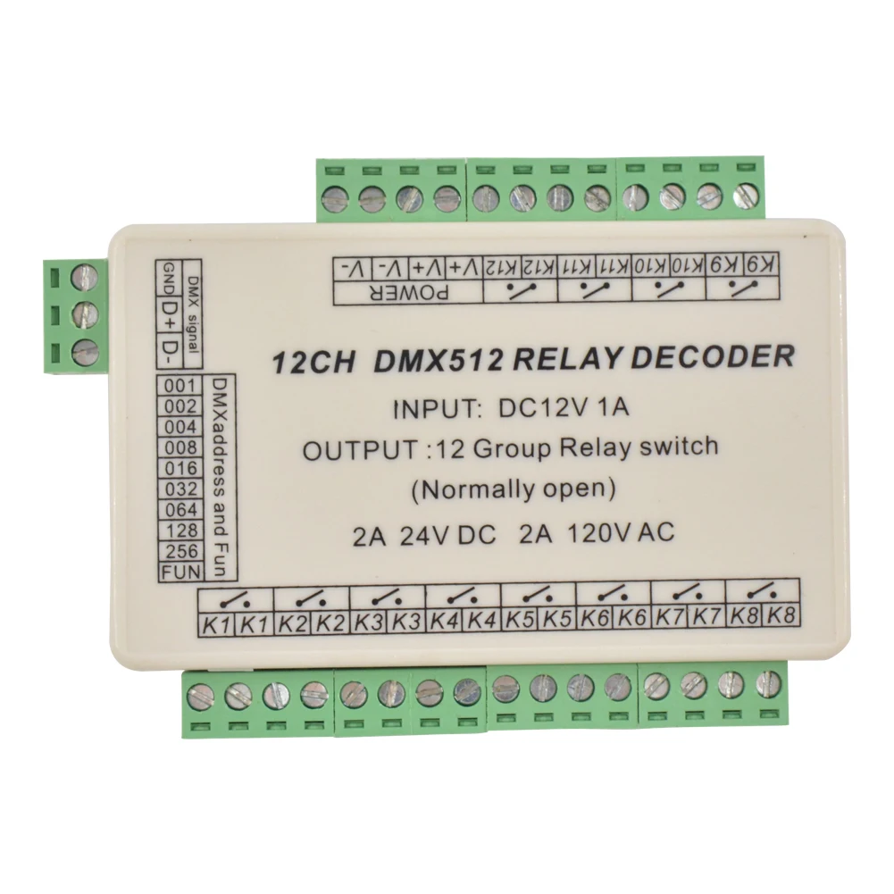 12CH реле dmx512 сигнал Управление ler WS-DMX-RELAY-12CH релейный выход только использовать