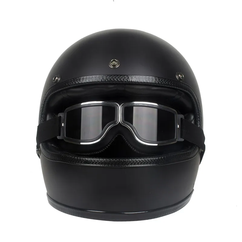 DOT Certificate Fiberglass Retro Motorcycle Helmet ABS Light Cruiser Full Coverage For Men And Women Approved Matte Black