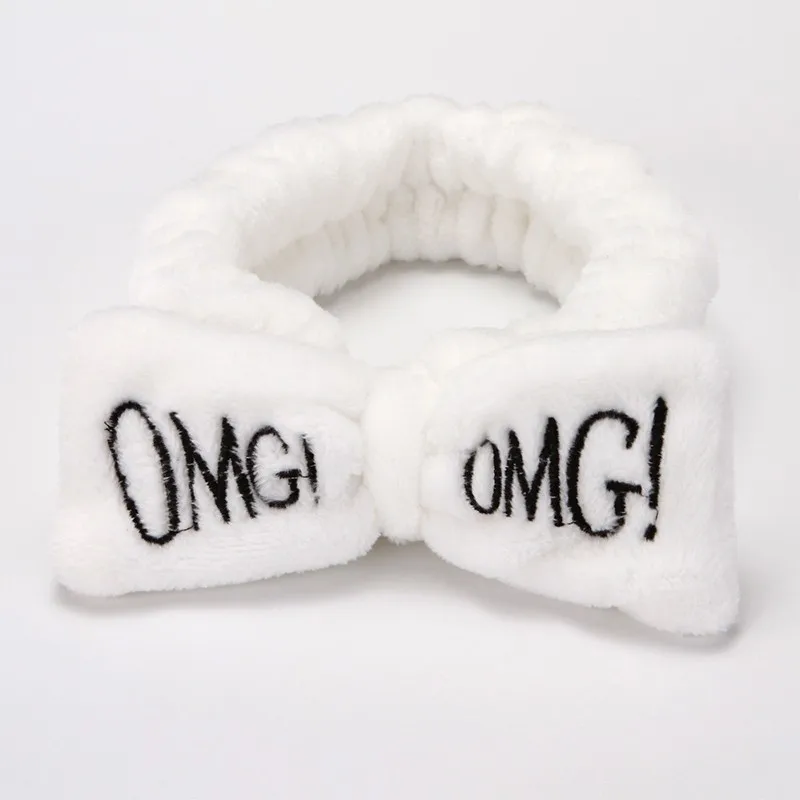 Письмо "OMG" коралловый флис мягкий бант повязки для женщин девочек милый держатель волос повязки для волос аксессуары для волос. w - Цвет: W