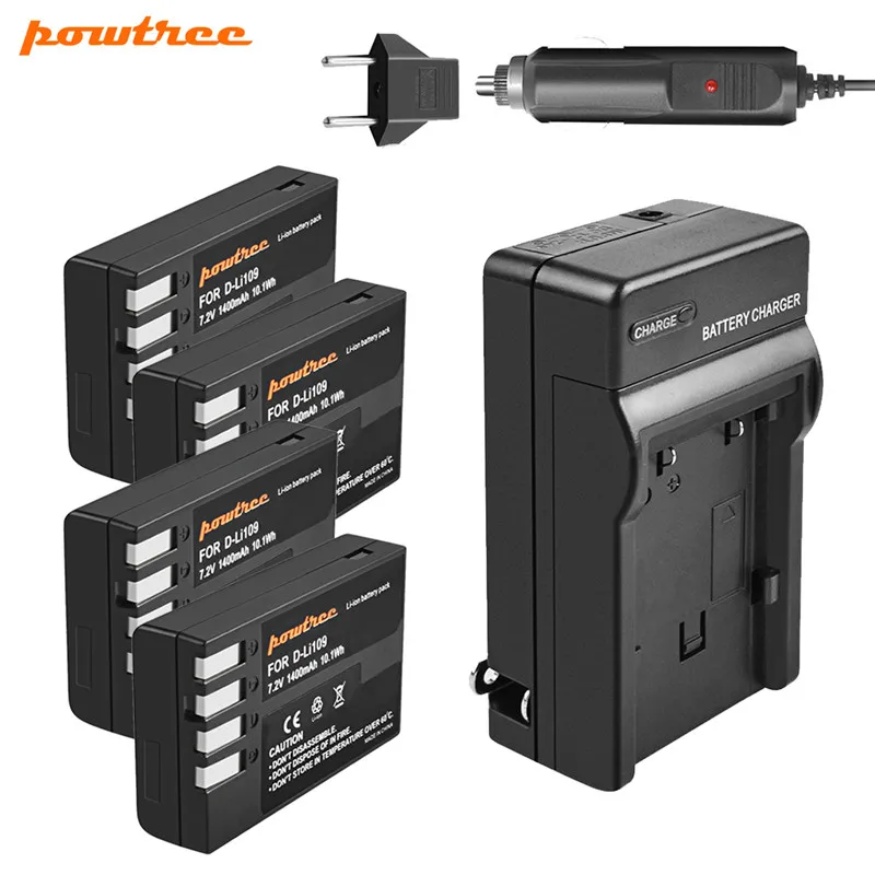 Powtree для PENTAX D LI109 Li Ion DLI109 перезаряжаемая батарея + Автомобильное зарядное