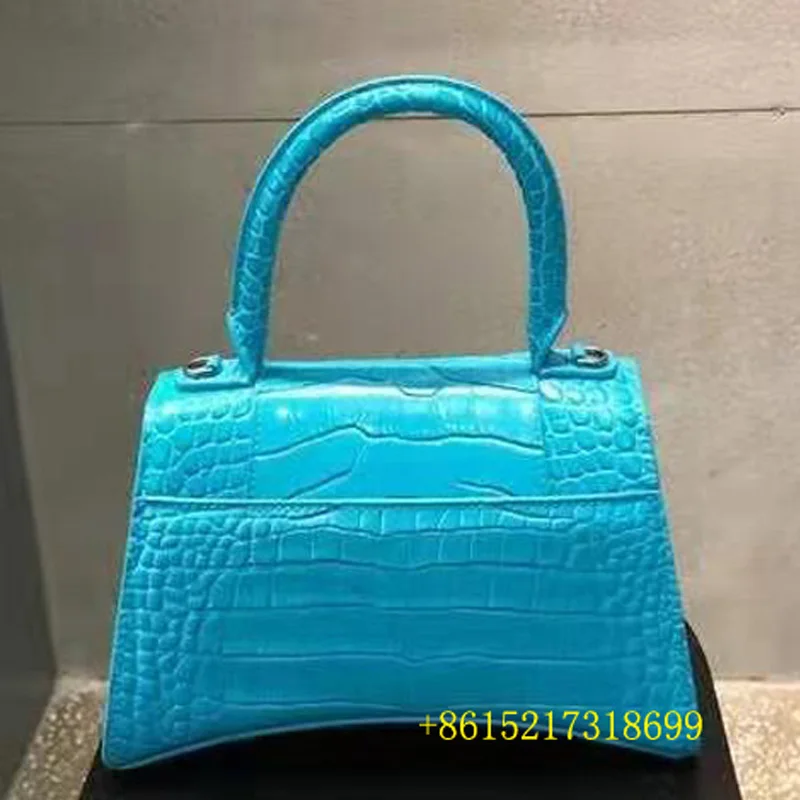 

2021 new luxury leather trendy crocodile pattern fashion portable hourglass bag B-buckle leather shoulder bag diagonal bag