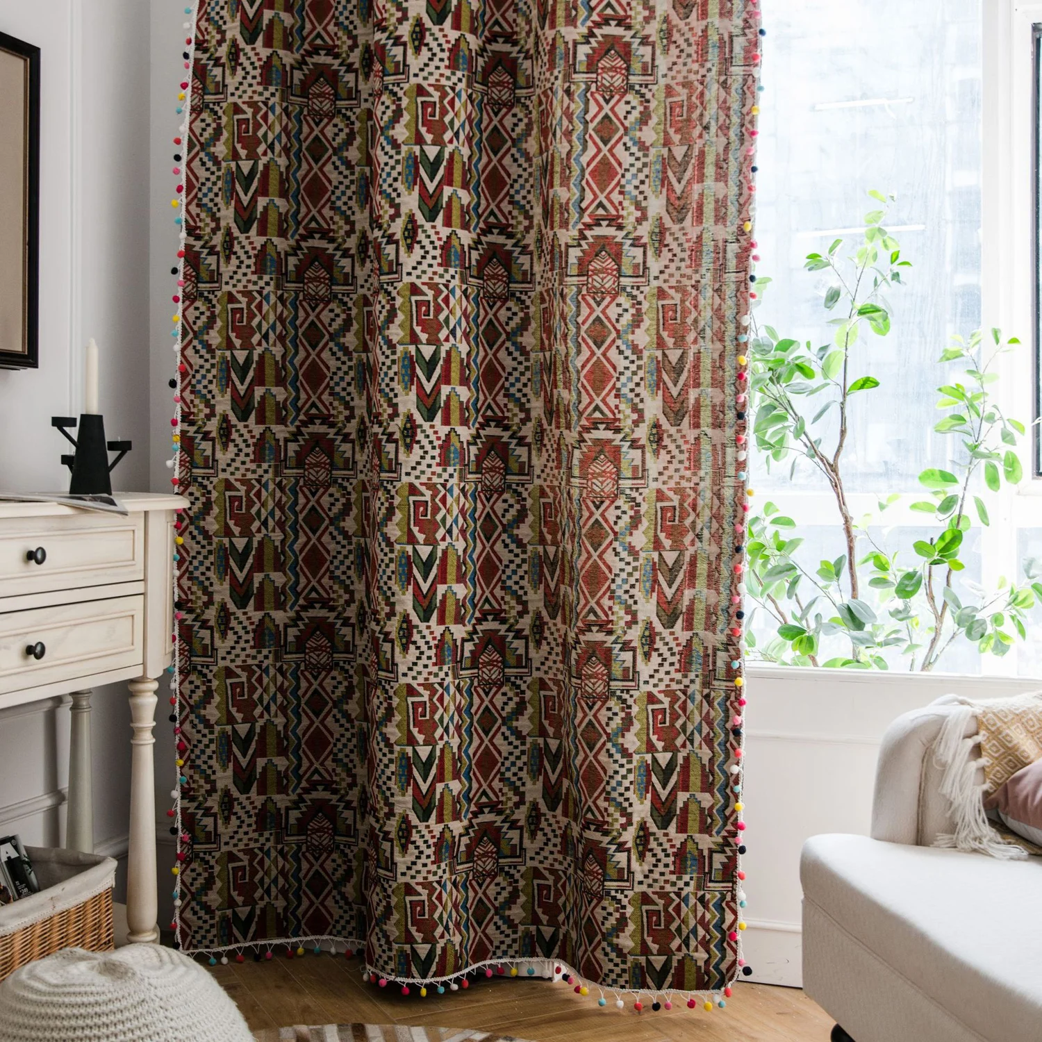 Хлопковая гардина с кисточками для гостиной спальни окна двери украшение дома