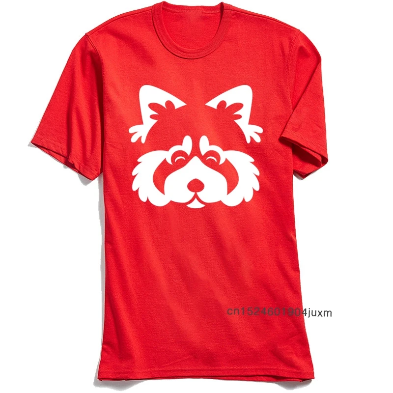 Модная футболка с красной пандой Мужская круглым вырезом футболки для