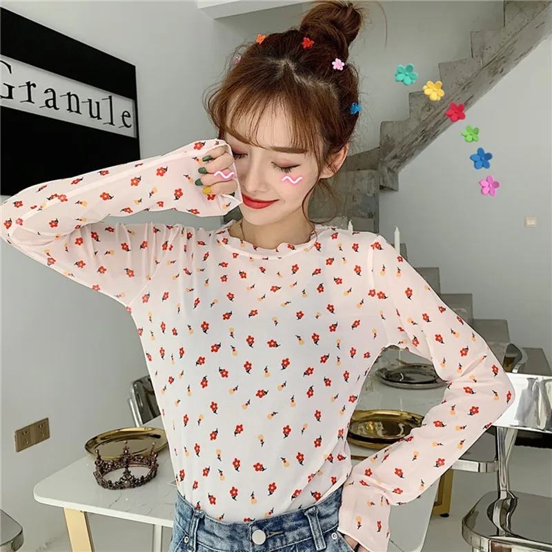 Женские милые однотонные повседневные топы модные женские футболки с цветочным