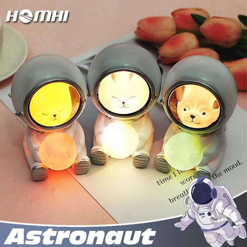 Ночник с изображением космонавта собаки кота из мультфильма светодиодный