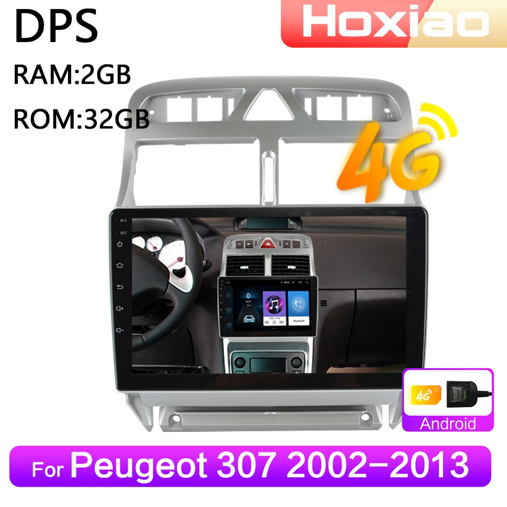 Автомагнитола 2 DIN 4G Android 10 мультимедийный видеоплеер для Peugeot 307 2003 2004 2005 2006 2007 2008