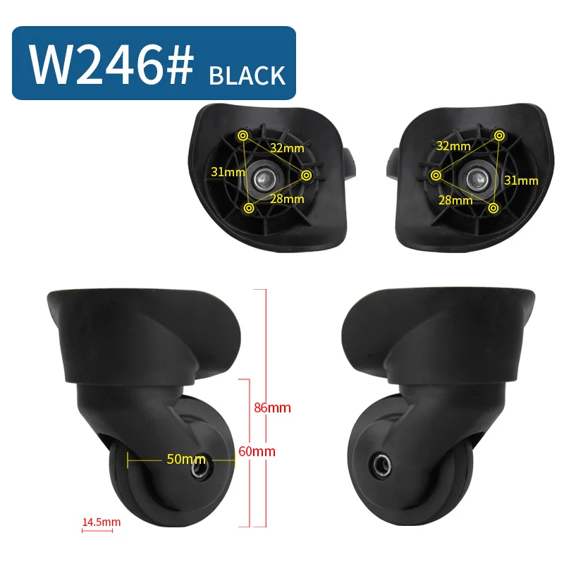 Luggage Trolley Case Rolling Universal Wheels Luggage Accessories 360 Degree Rotating Wheels 1 Pair of Luggage Universal Wheels