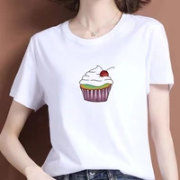 oversized t shirt women kawaii cake print white t shirt female tops tee summer short sleeve o neck tshirt fashion streetwear