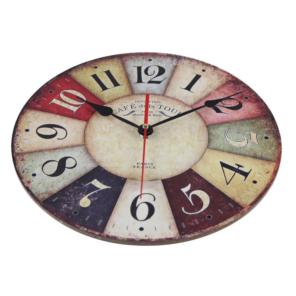 Настенные часы винтажные МДФ деревянные деревенский стиль арабские цифры